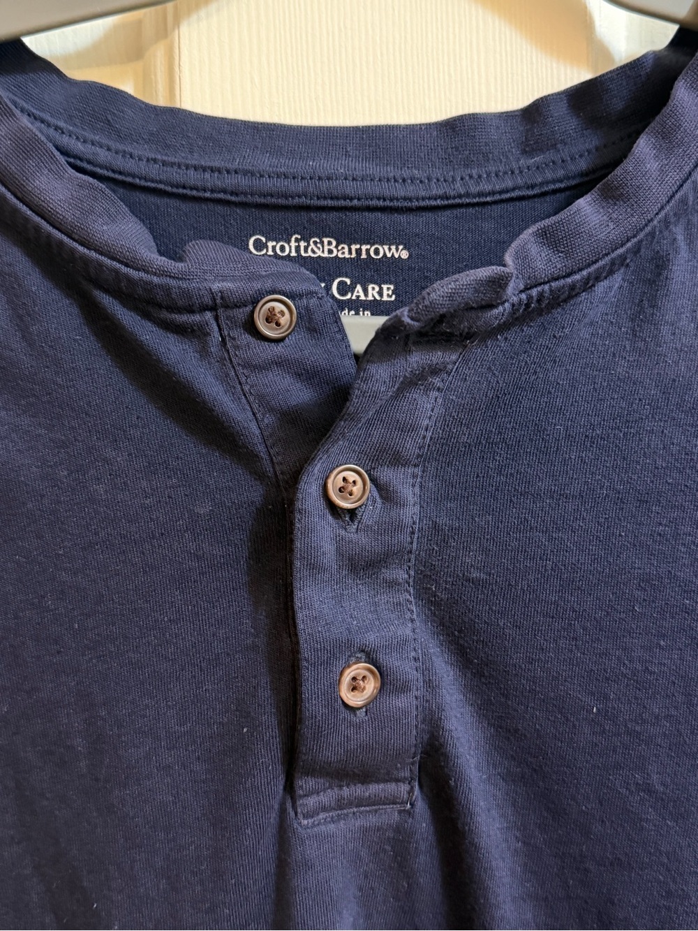croft & barrow Navy Long Sleeve Henley Shirt